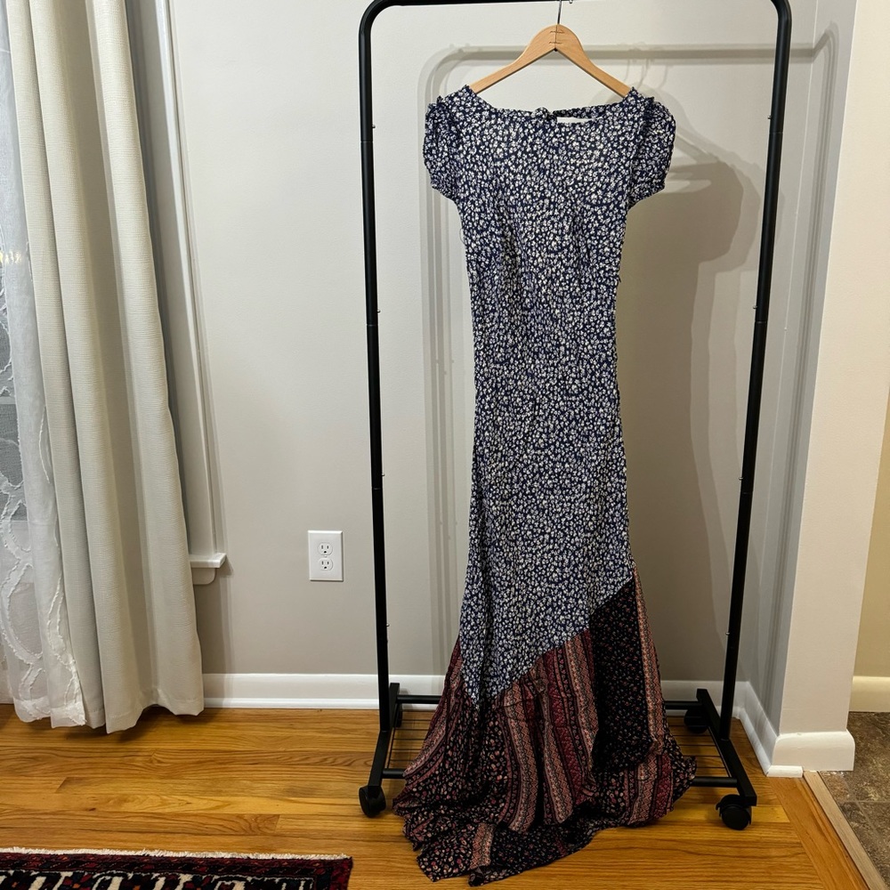Free People Blue and Red Midi Dress